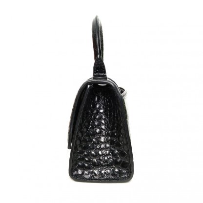 *BALENCIAGA Crocodile Embossed Hourglass Handbag XS size Black Hardware-Hana Vintage
