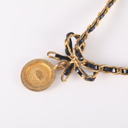 CHANEL Vintage Gold Coin Portrait Bow Chocker Necklace Alloy-Hana Vintage