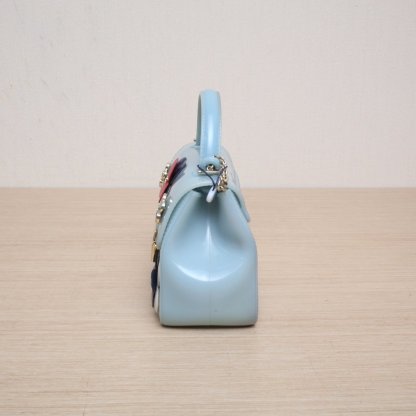 *FURLA Blue Rubber Handbag with Light Gold Hardware-Hana Vintage