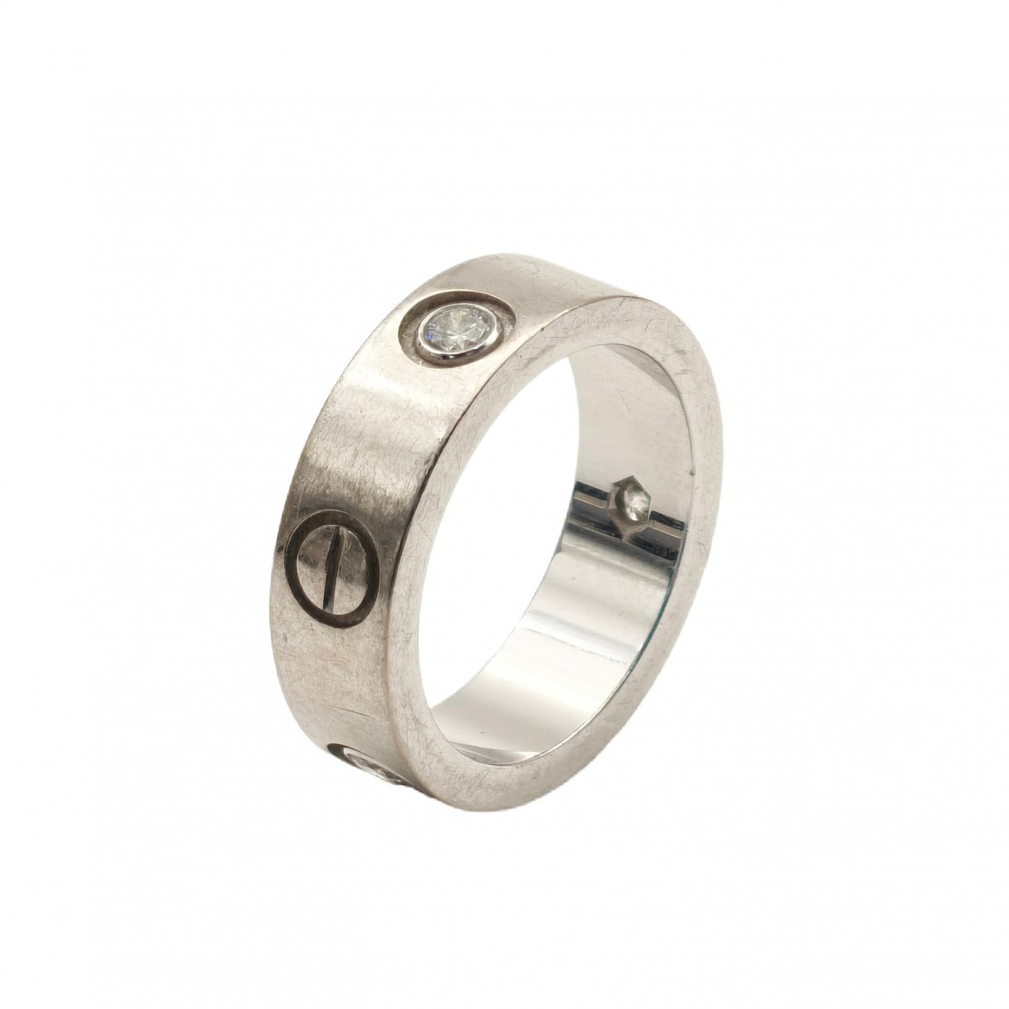 CARTIER LOVE 18K Gold 3 Diamonds Ring 18K White Gold,Diamond-Hana Vintage