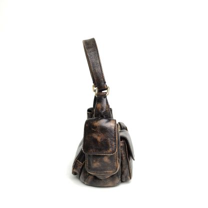 *MIUMIU Hobo Motorcycle Bag Embossed Engraved Logo-Hana Vintage