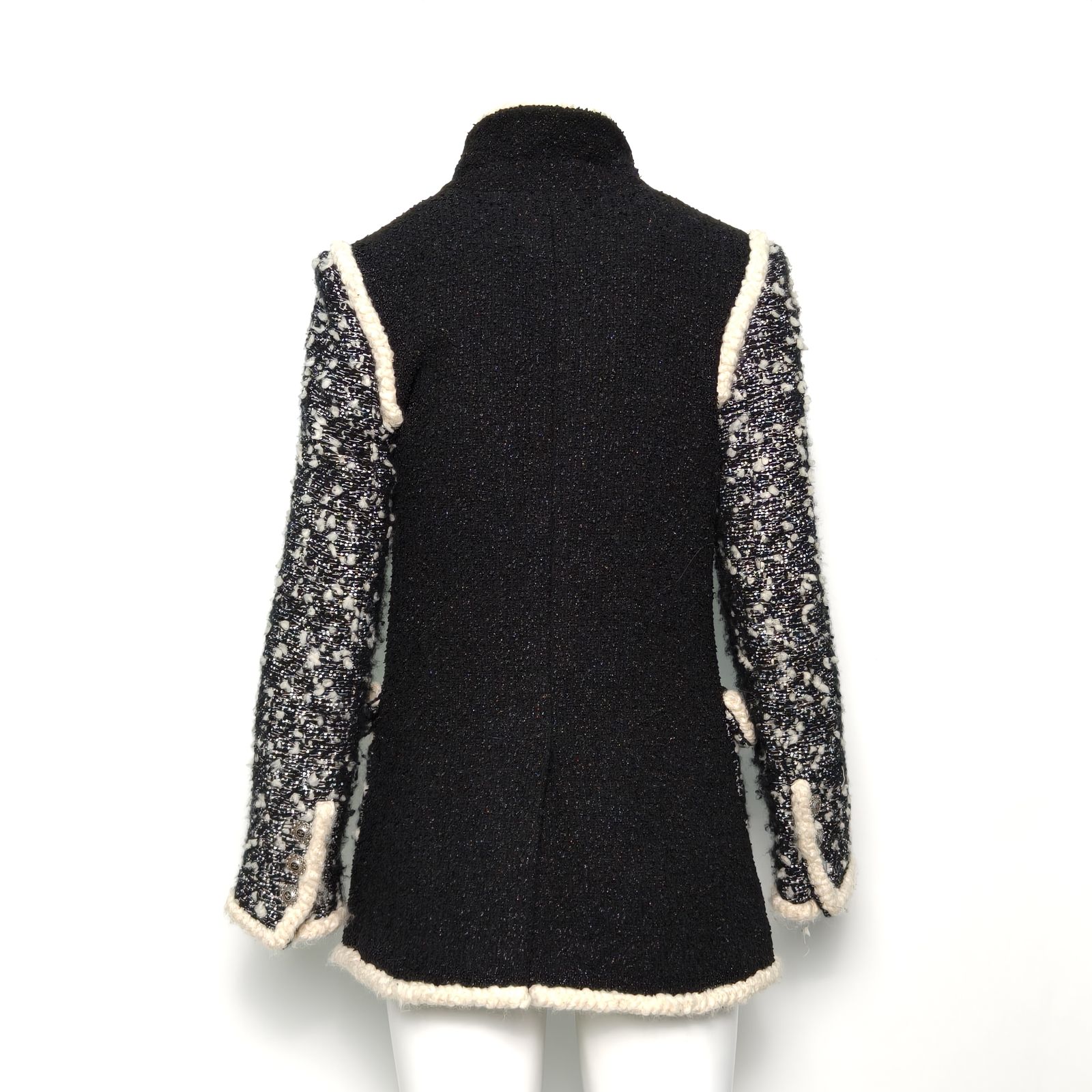 CHANEL Black and White Nylon 19K Tweed Snow Collection 36