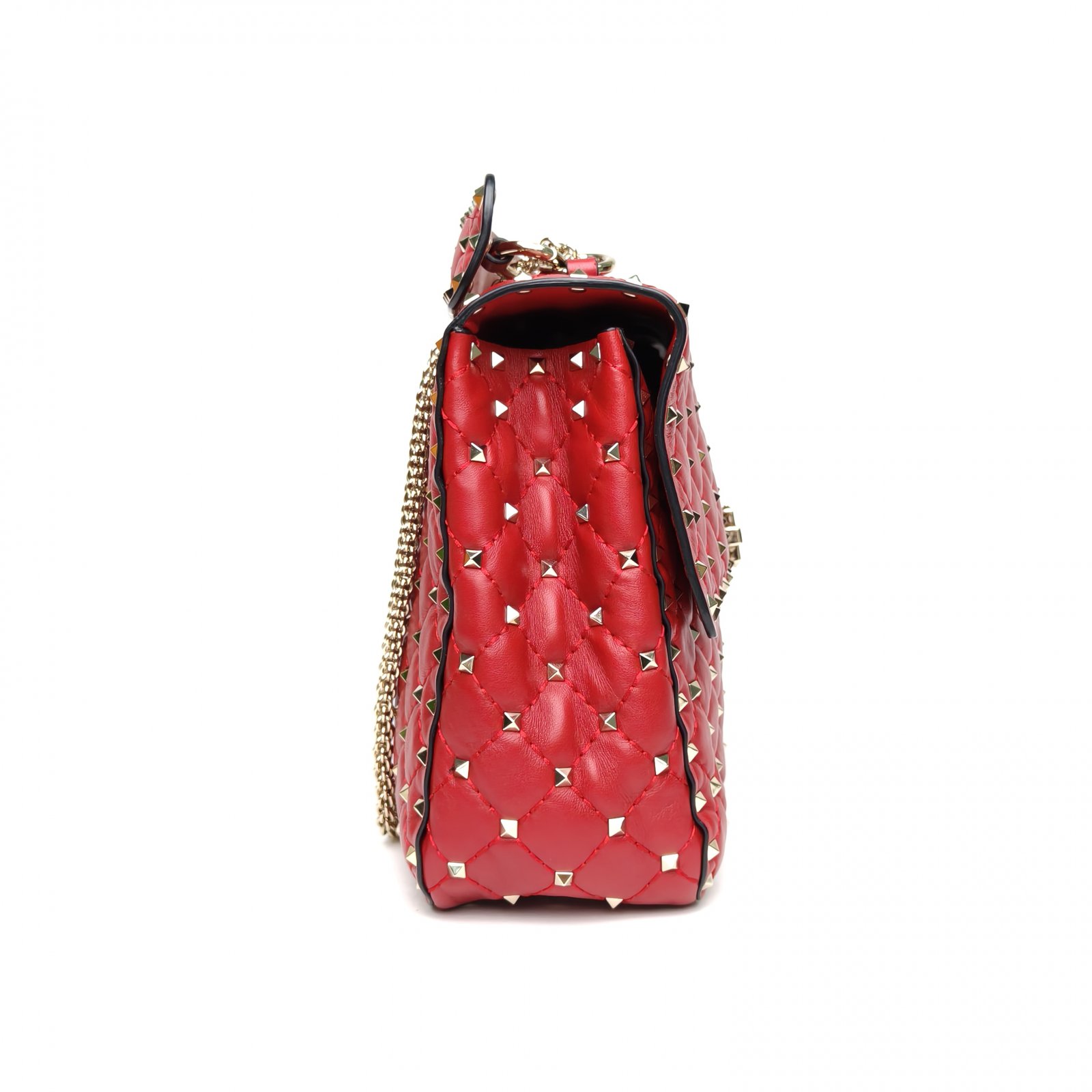 *VALENTINO Red Gold Hardware Stud Chain Bag Shoulder Bag-Hana Vintage
