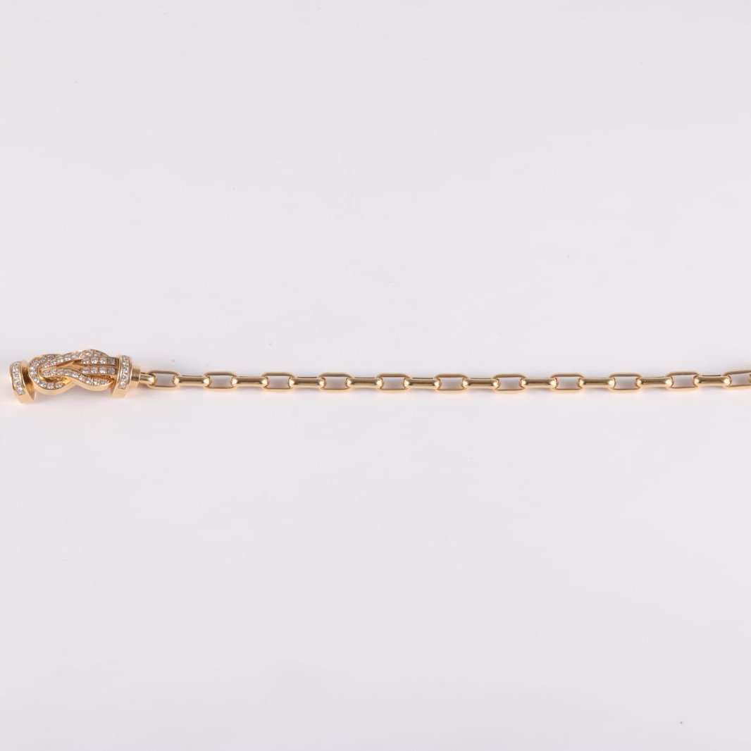 Fred Gold Bracelet Large Size Pave Diamond 18K 18K Gold,Diamond-Hana Vintage