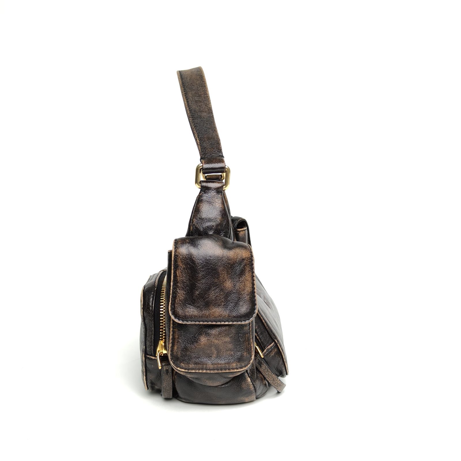 *MIUMIU Hobo Motorcycle Bag Embossed Engraved Logo-Hana Vintage