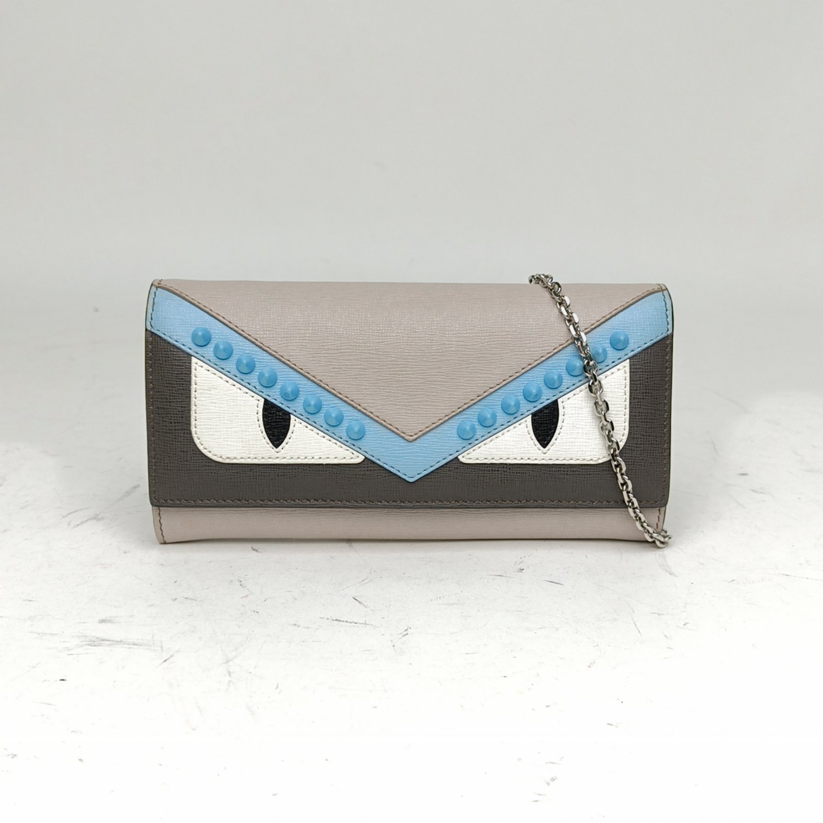 FENDI Color-blocked Sliver Hardware Chain Single-shoulder Mini Monster WOC-Hana Vintage