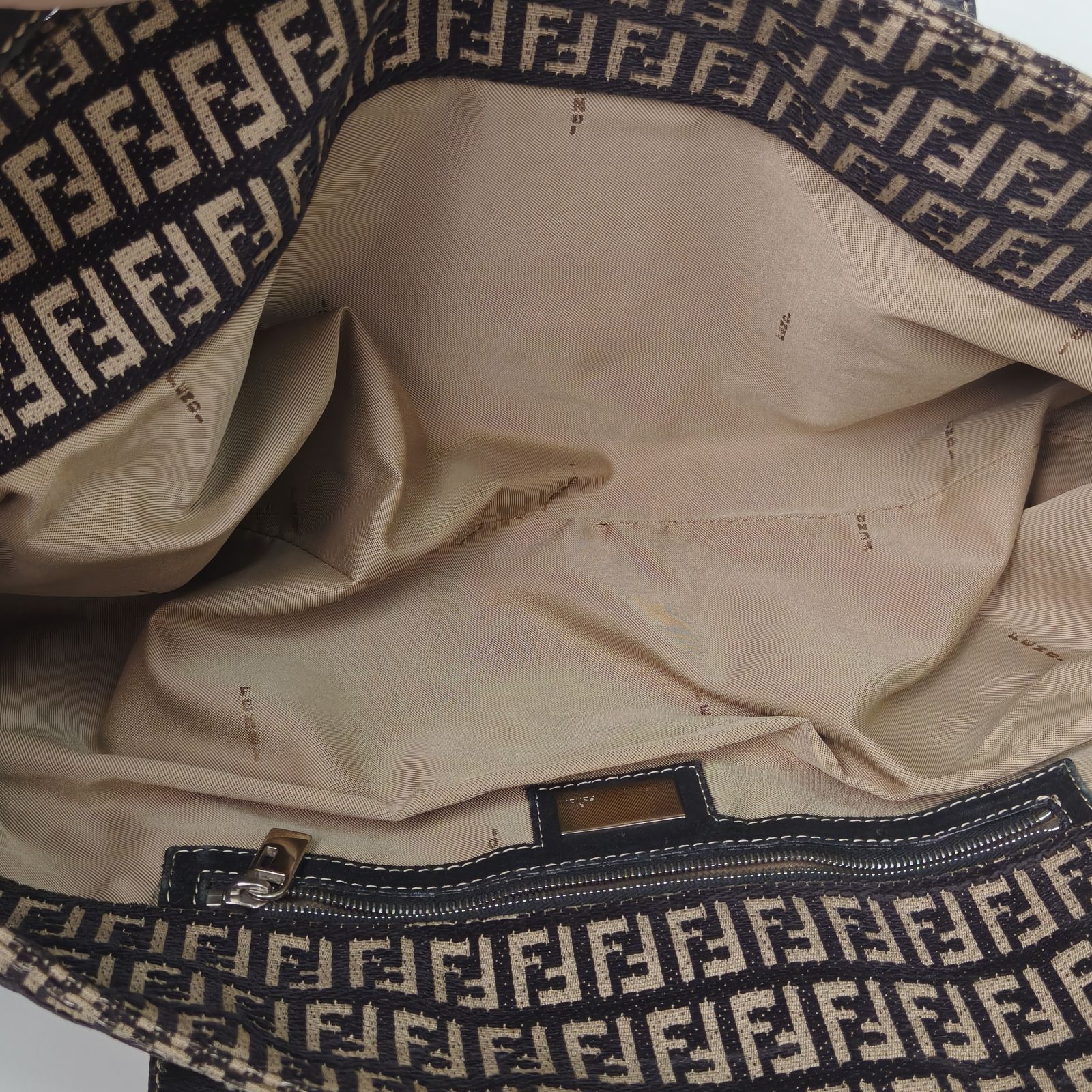 *FENDI Monogram Canvas Sliver Hardware Vintage FF logo Tote Bag-Hana Vintage