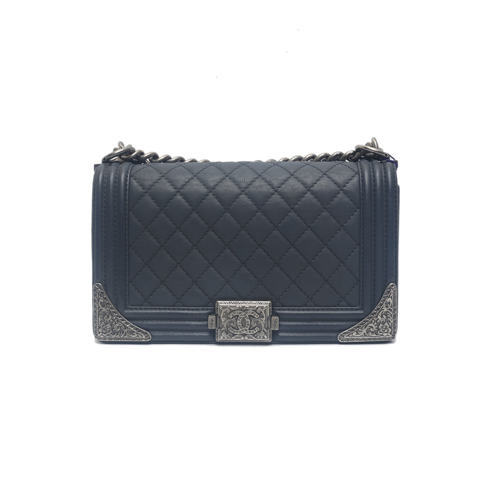 *CHANEL LEBOY Medium Quilted Sliver Hardware Royal Edition-Hana Vintage