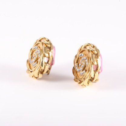 CHANEL 23 Vintage Double C Circle Clip-on Earrings Alloy-Hana Vintage
