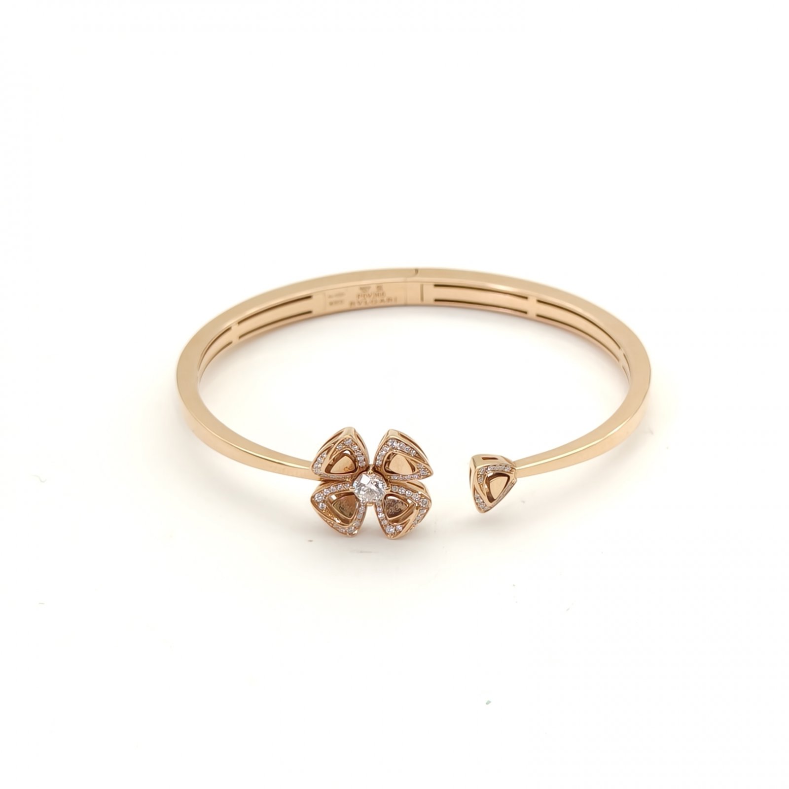 BVLGARI Rose Gold Fiorever Collection Full Diamond Open Bracelet S 18K 18K Rose Gold,Diamond-Hana Vintage