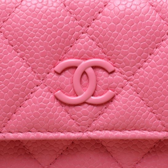 *CHANEL Pink 2020 Sliver Hardware Card Holder-Hana Vintage