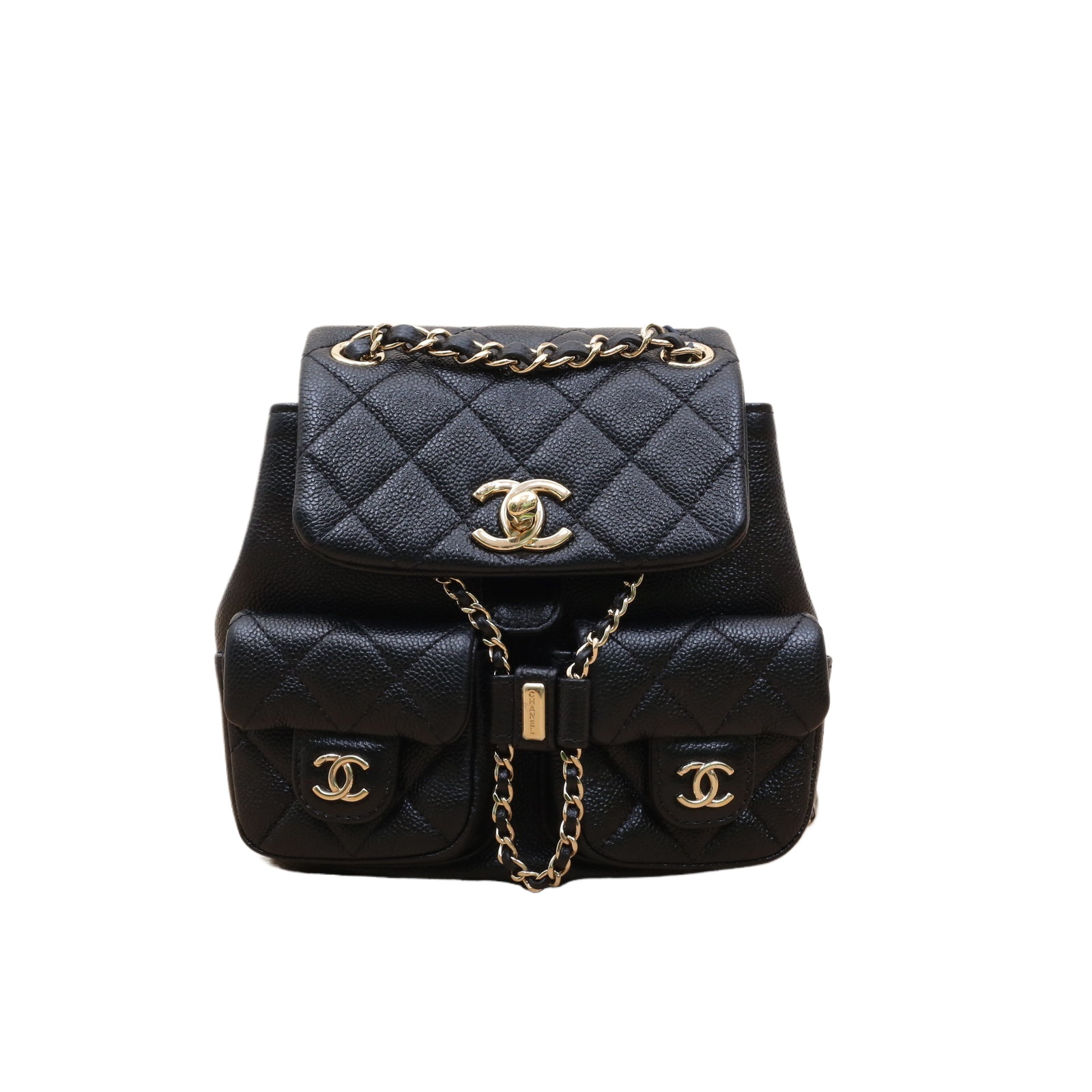 *CHANEL 23P Duma Drawstring Flap Backpack with Double Pockets, Small Size, 18cm-Hana Vintage