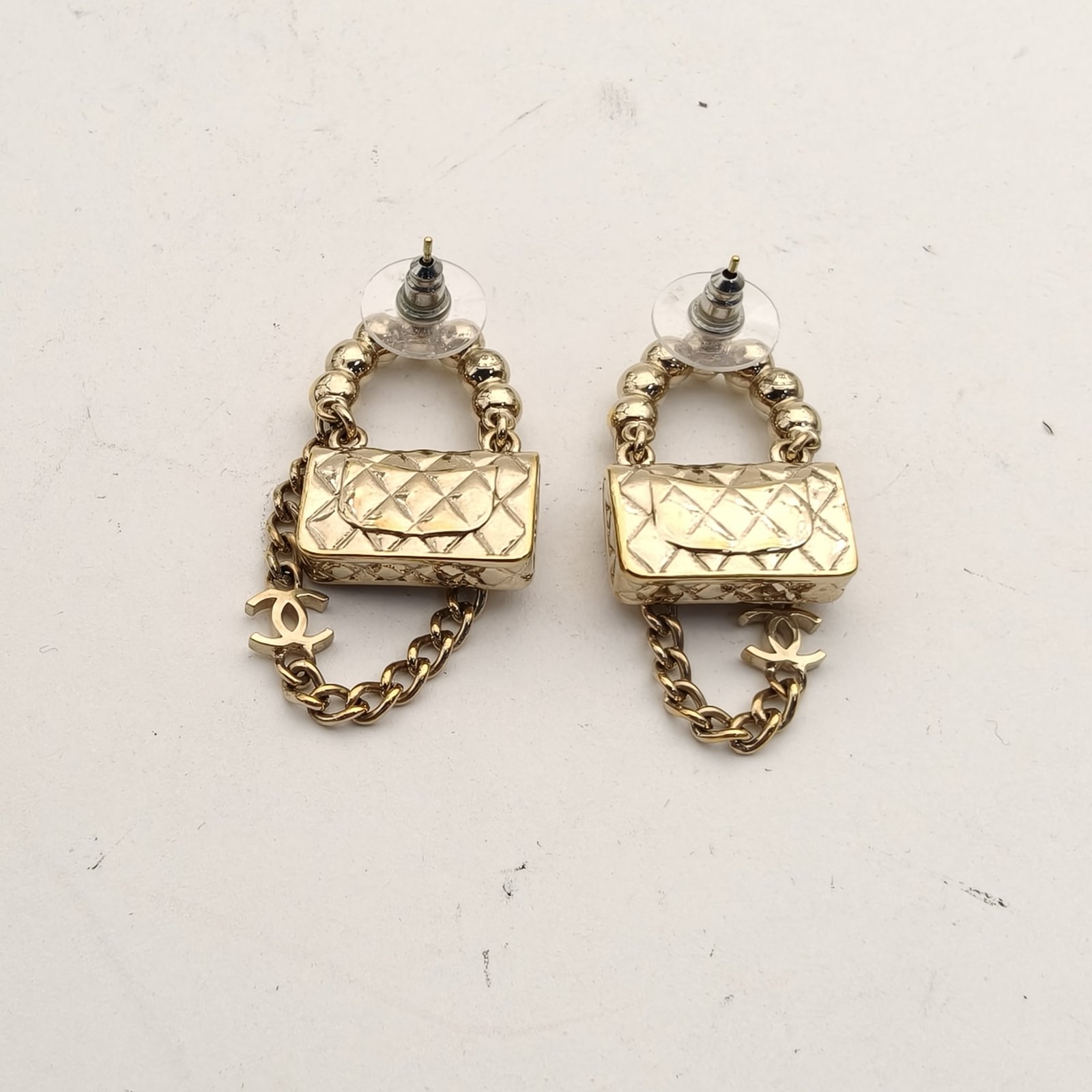 CHANEL Schoolbag Pearl Earring Alloy
