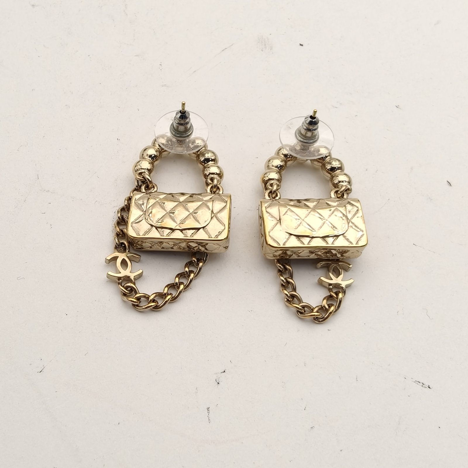 CHANEL Schoolbag Pearl Earring Alloy