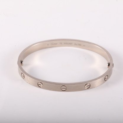 CARTIER LOVE 18K Gold Wide Bangle 18K White Gold-Hana Vintage