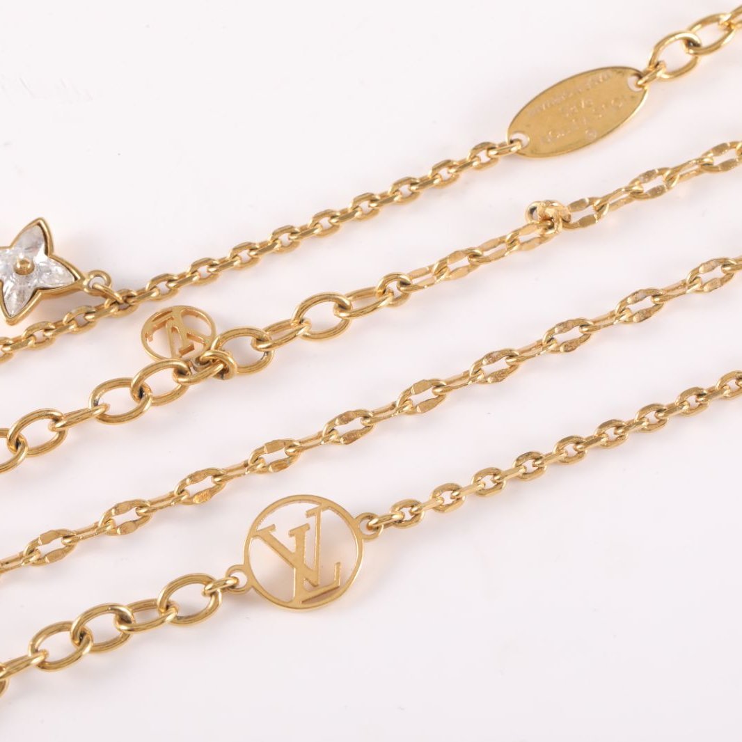 LOUIS VUITTON LV Clover Double-layer Necklace Alloy-Hana Vintage