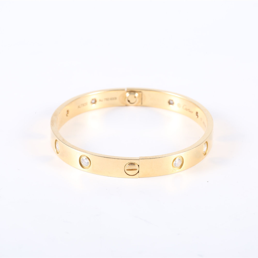 CARTIER LOVE 18K Gold 10 Diamonds Bracelet Wide Version 18K Gold-Hana Vintage