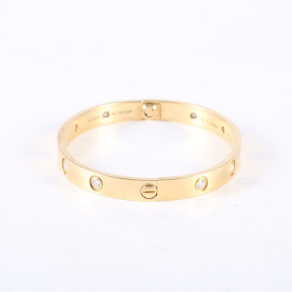 CARTIER LOVE 18K Gold 10 Diamonds Bracelet Wide Version 18K Gold-Hana Vintage