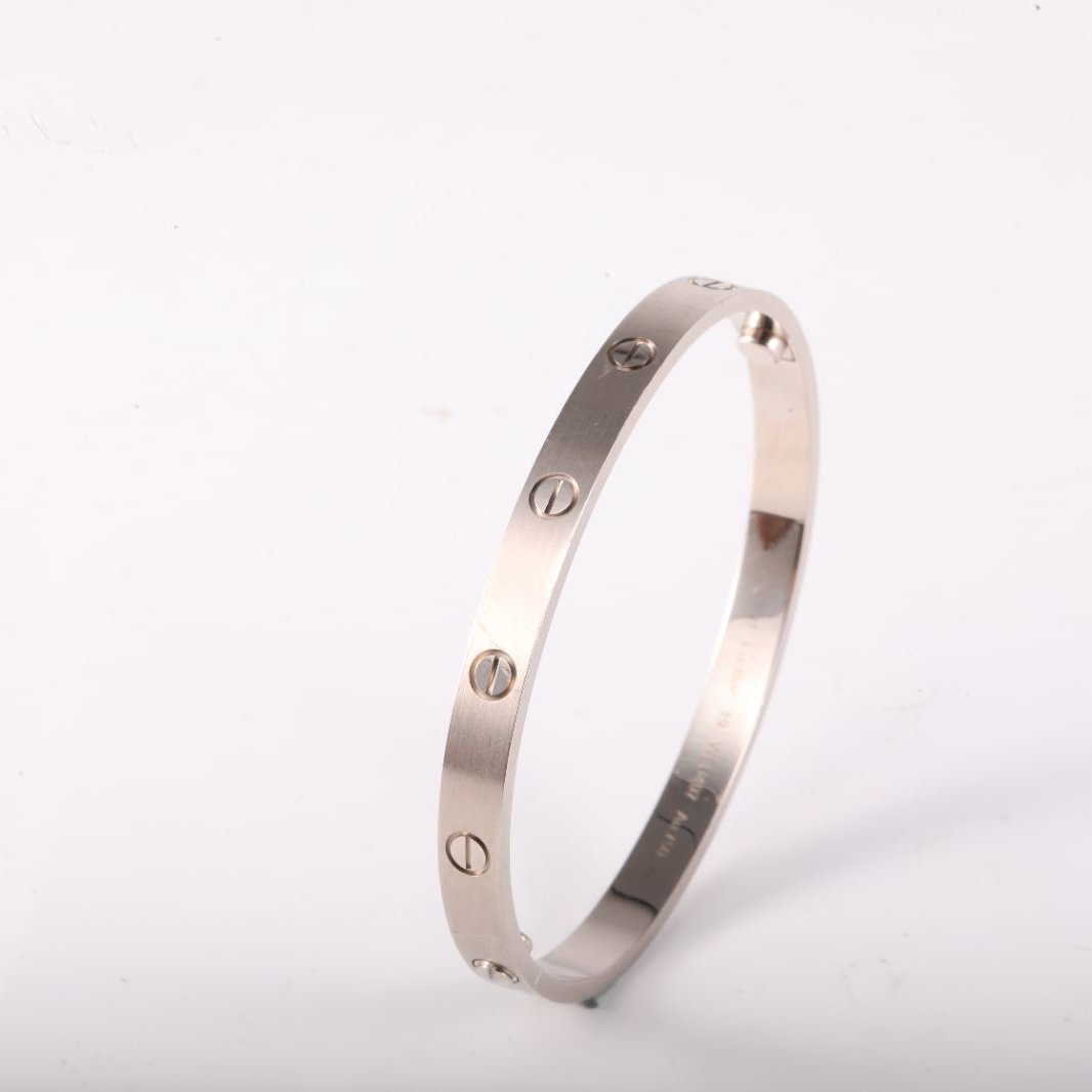 CARTIER LOVE 18K Gold Wide Bangle 18K White Gold-Hana Vintage