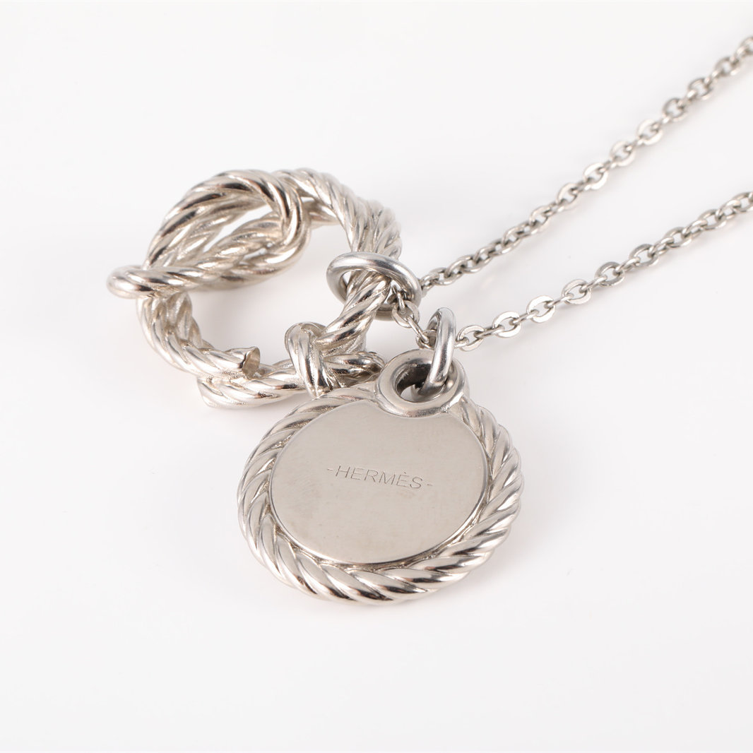 HERMES Anchor Badge Necklace Alloy-Hana Vintage