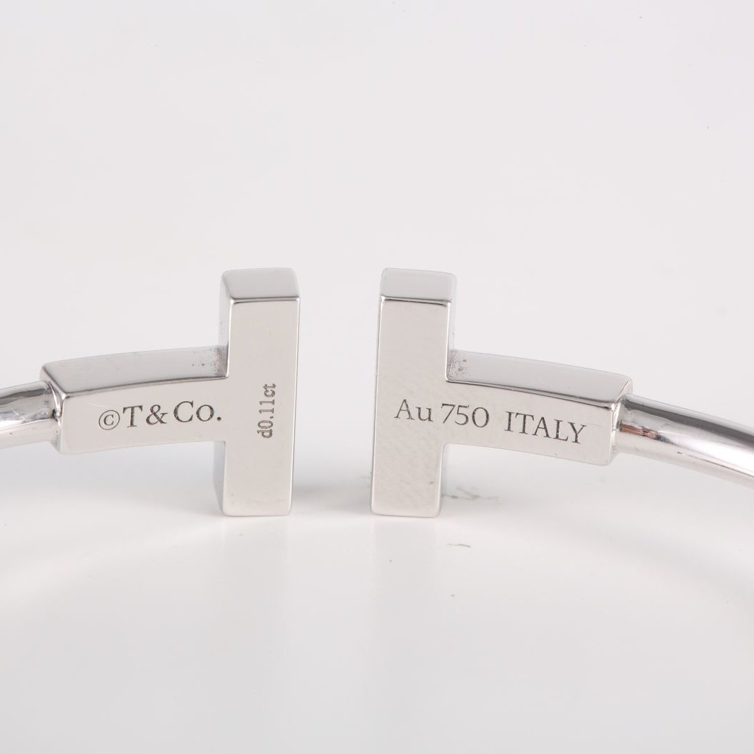 TIFFANY&CO Tiffany T Coil Bracelet Medium Size Half Diamond 18K White Gold,Diamond,Turquoise-Hana Vintage