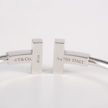 TIFFANY&CO Tiffany T Coil Bracelet Medium Size Half Diamond 18K White Gold,Diamond,Turquoise-Hana Vintage