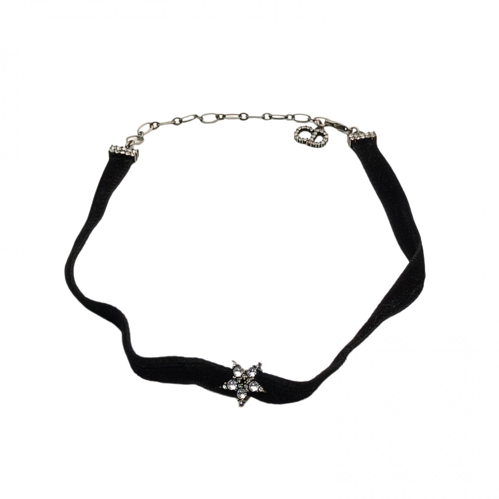 DIOR Star Rhinestone Choker Necklace Alloy,Velvet-Hana Vintage