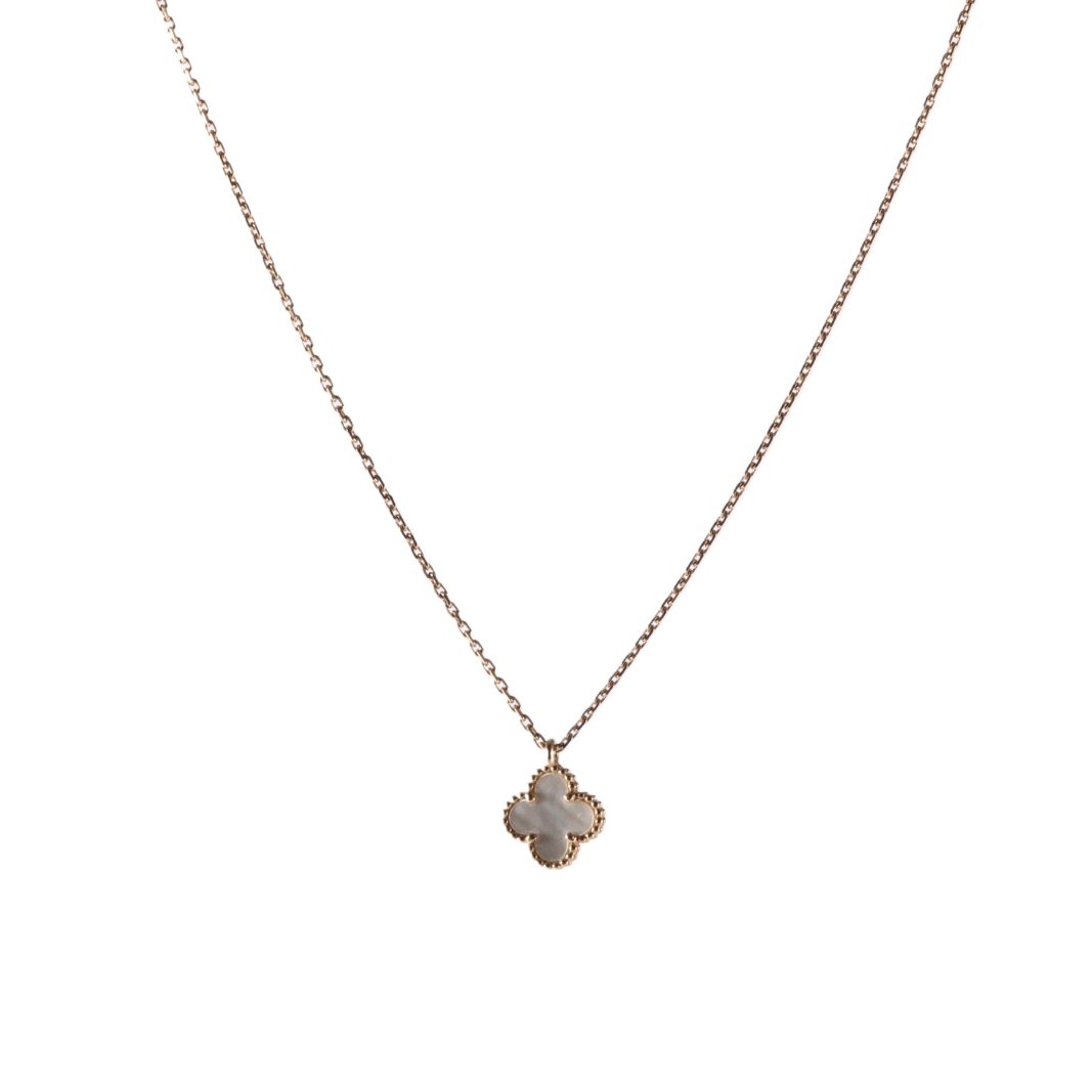 VAN CLEEF&ARPELS Sweet Alhambra Small Single Flower Necklace New Clasp 18K Gold,Mother of Pearl-Hana Vintage