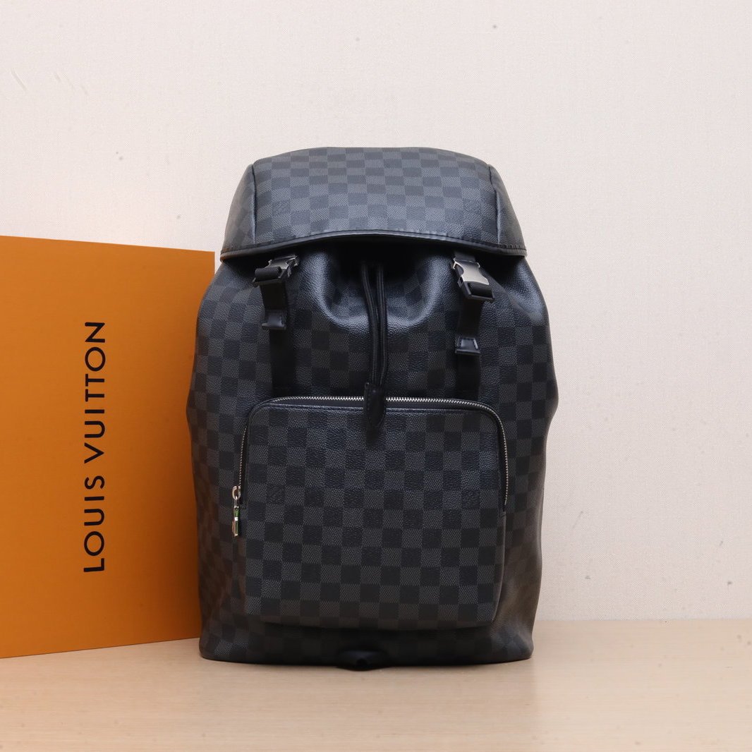 *LOUIS VUITTON Black Chessboard PVC 2018 Zack Flap Backpack-Hana Vintage