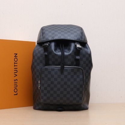 *LOUIS VUITTON Black Chessboard PVC 2018 Zack Flap Backpack-Hana Vintage