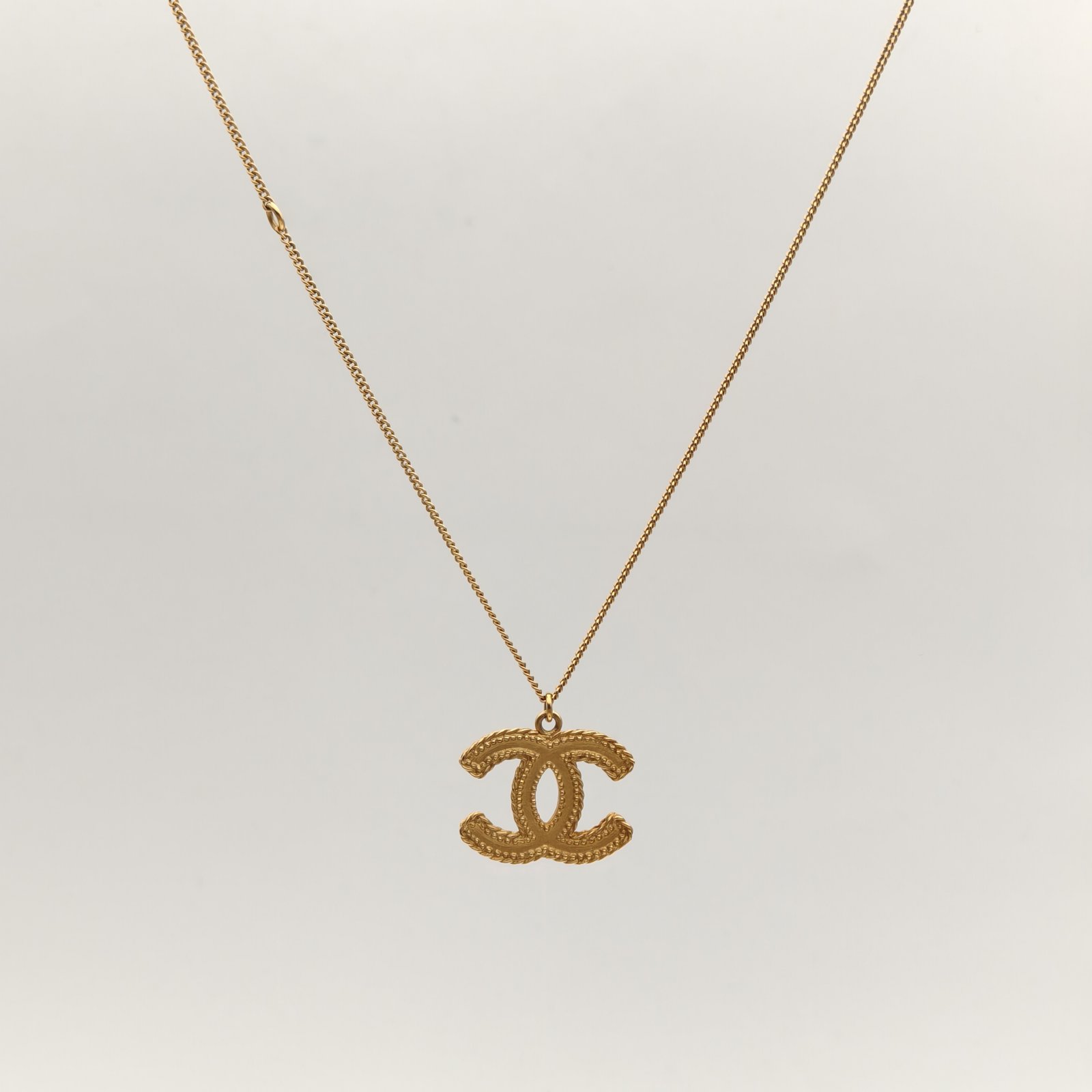 CHANEL Wheat Ear Double C Necklace Alloy