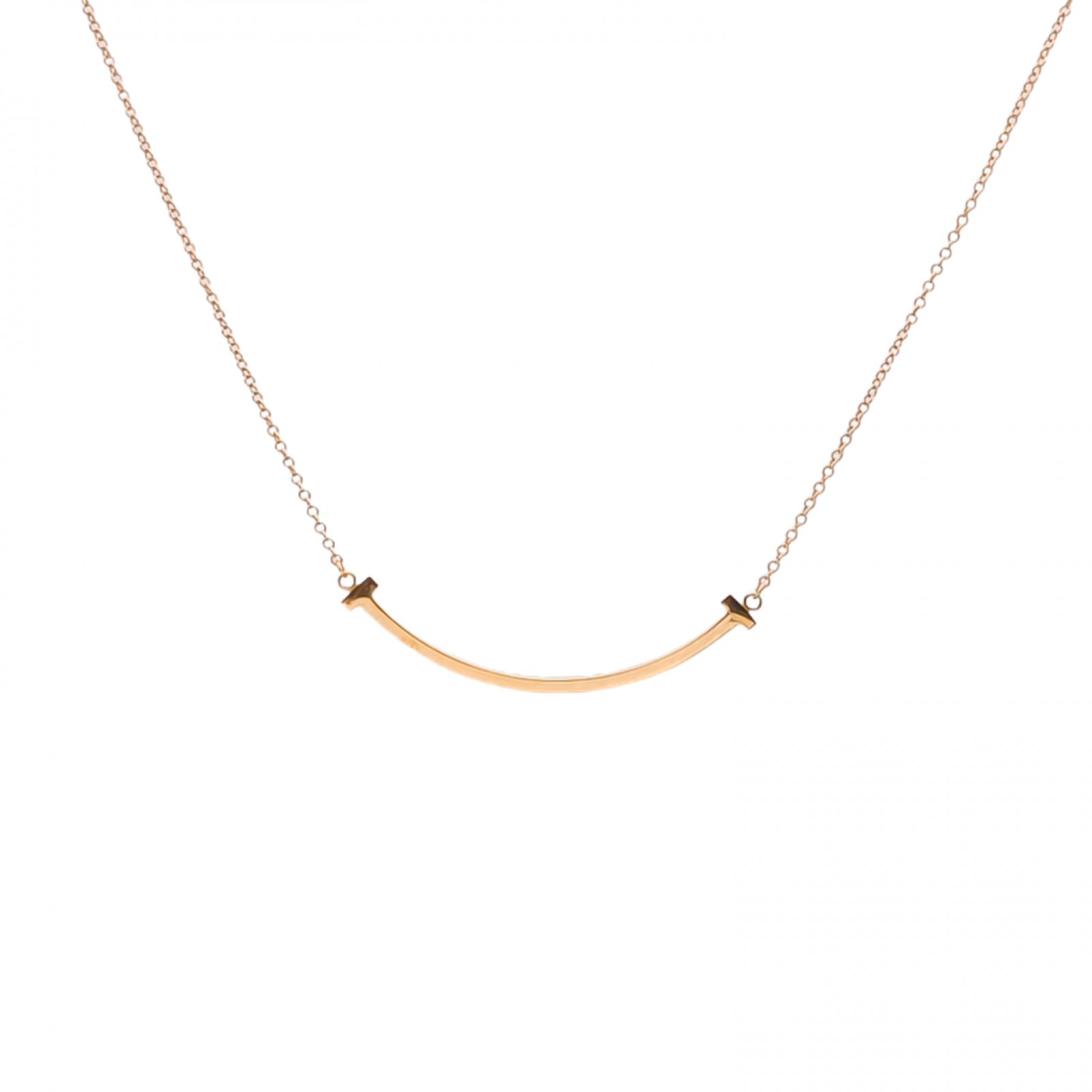 TIFFANY&CO Tiffany T Smile Necklace Small 18K Rose Gold-Hana Vintage