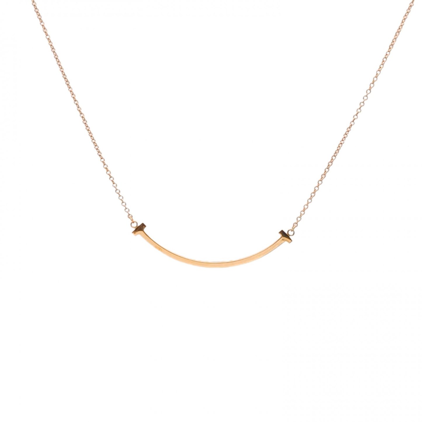 TIFFANY&CO Tiffany T Smile Necklace Small 18K Rose Gold-Hana Vintage