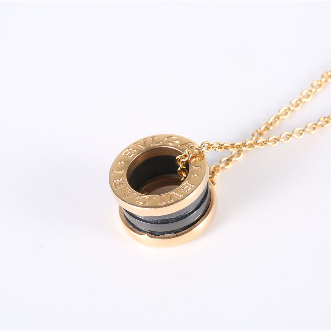 BVLGARI B.ZERO1 Coil Necklace 18K Rose Gold,Black Ceramic-Hana Vintage