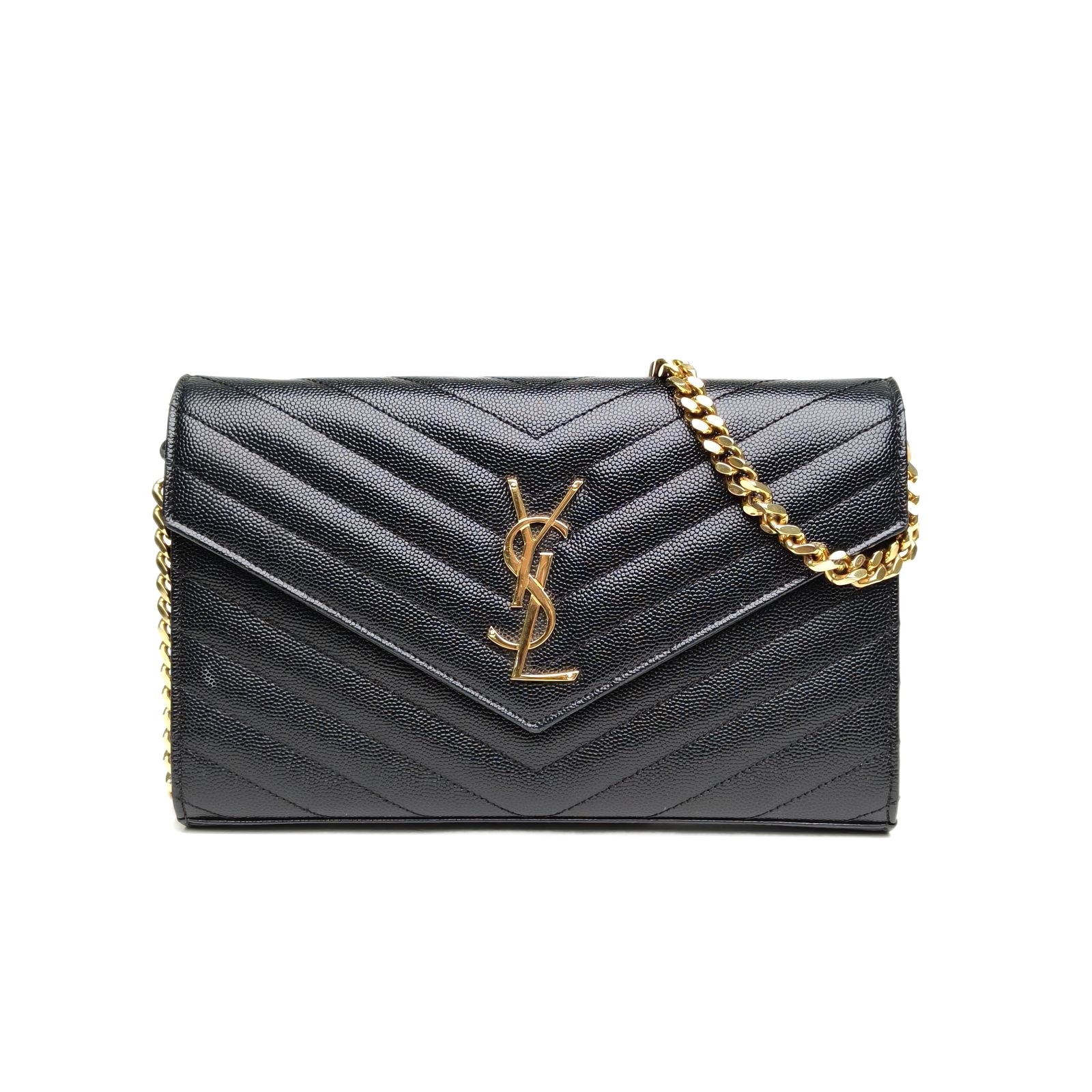 *SAINT LAURENT CASSANDRA WOC Herringbone Envelope Chain Bag-Hana Vintage