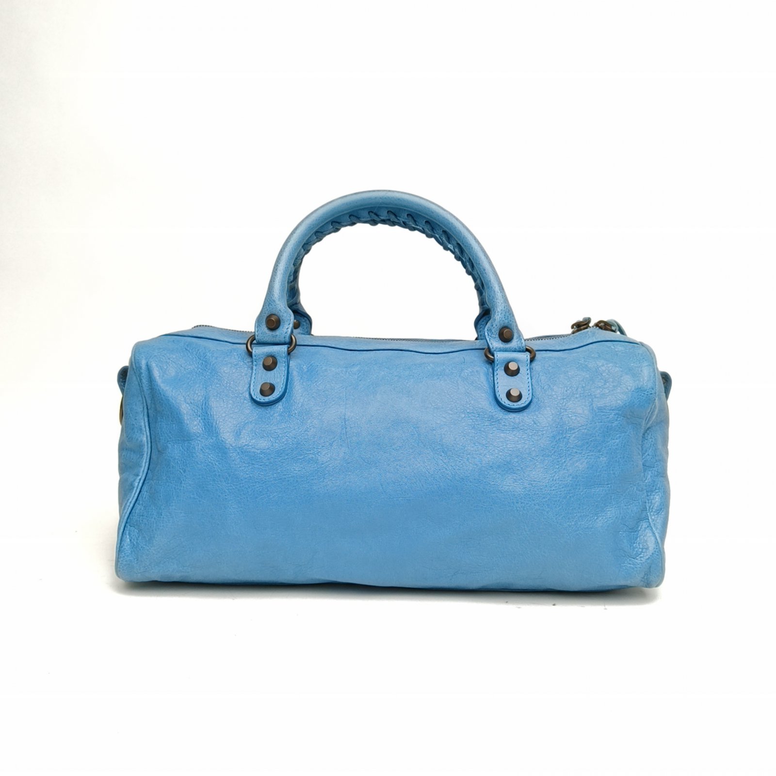 *BALENCIAGA Blue Tungsten Steel Buckle Motorcycle Bag-Hana Vintage