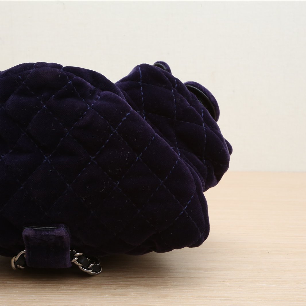 CHANEL Vintage Showpiece Velvet Mini Frog Bag, Purple Velvet, 2013, Sliver Hardware