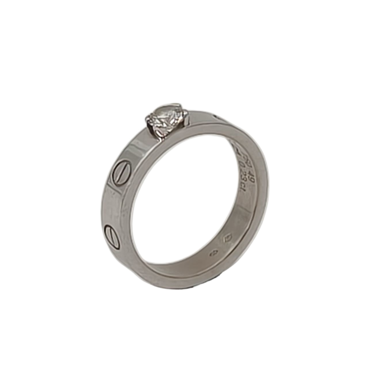 CARTIER LOVE 18K Gold Single Diamond Narrow Ring 18K White Gold,Diamond-Hana Vintage