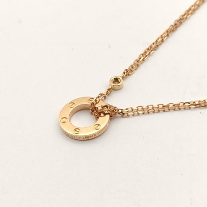 CARTIER LOVE 18K Gold Pendant Necklace with 2 Diamonds 18K Rose Gold,Diamond-Hana Vintage