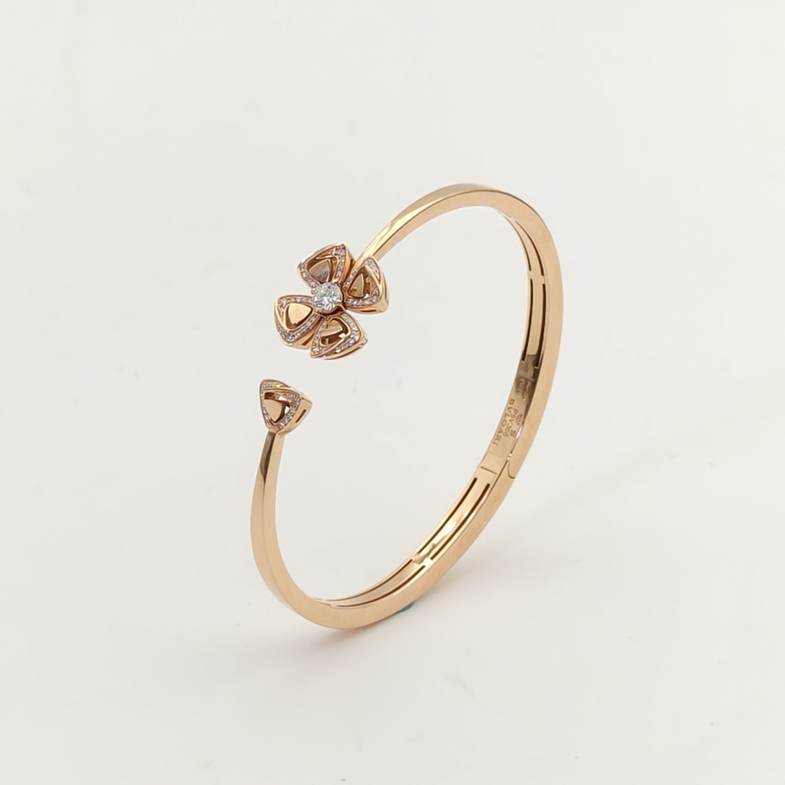 BVLGARI Rose Gold Fiorever Collection Full Diamond Open Bracelet S 18K 18K Rose Gold,Diamond-Hana Vintage