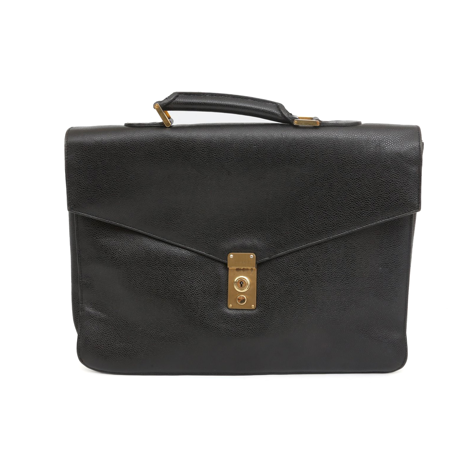 *CHANEL Vintage Black Calfskin Mailman Briefcase-Hana Vintage