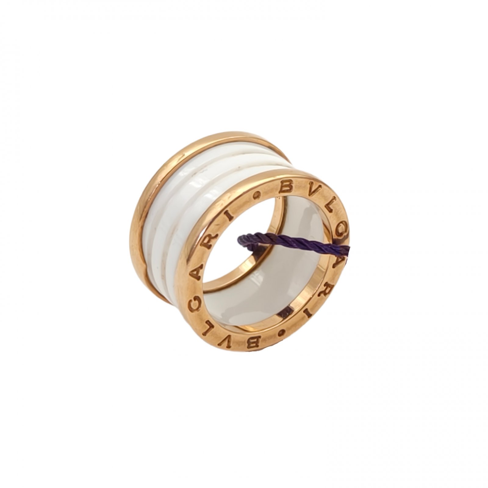 BVLGARI B.ZERO1 Coil Ring 18K Rose Gold,White Ceramic-Hana Vintage