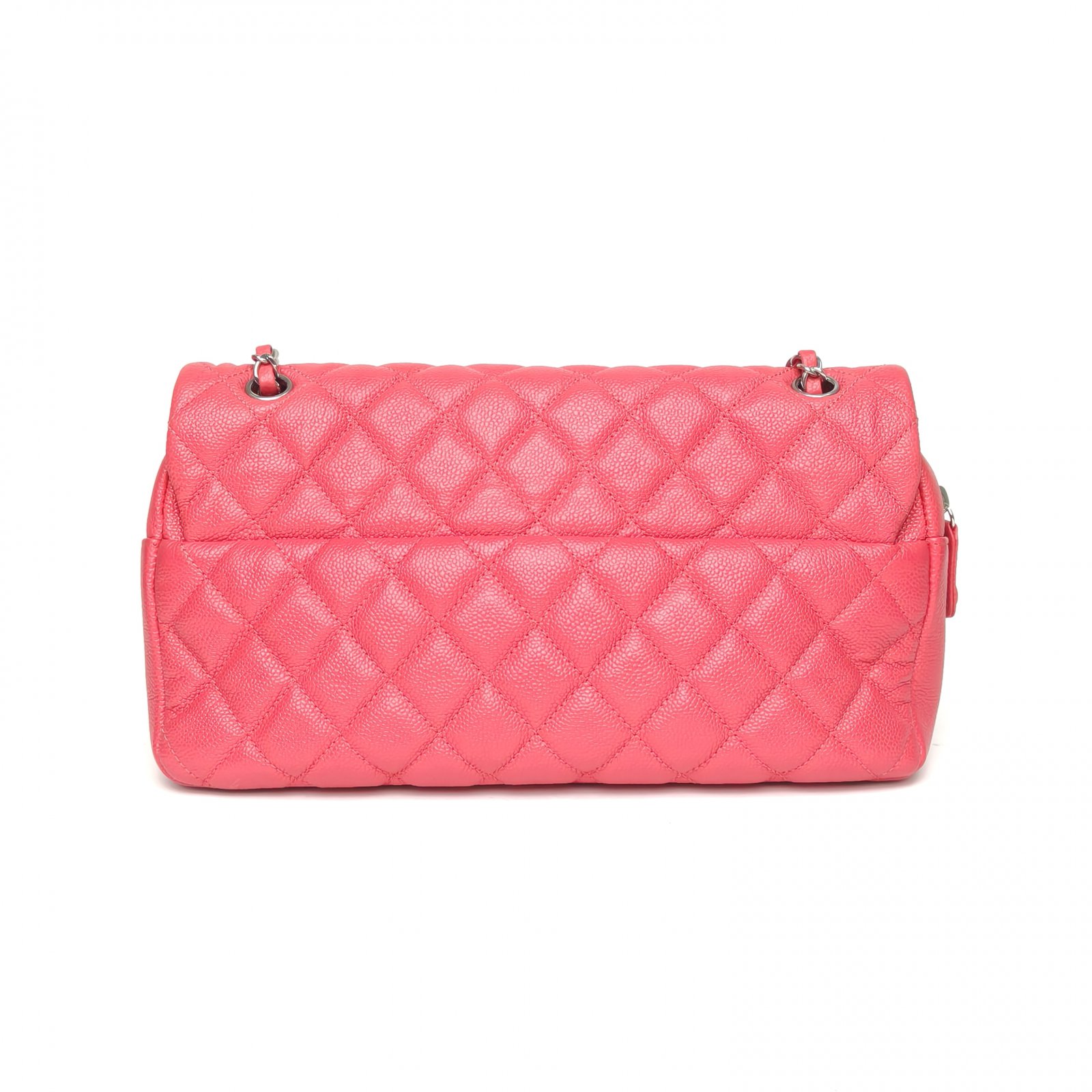 *CHANEL Red 2015 Sliver Hardware Quilted Pattern Seasonal Style with Zipper Camera Bag CF Flap Bag 30cm-Hana Vintage