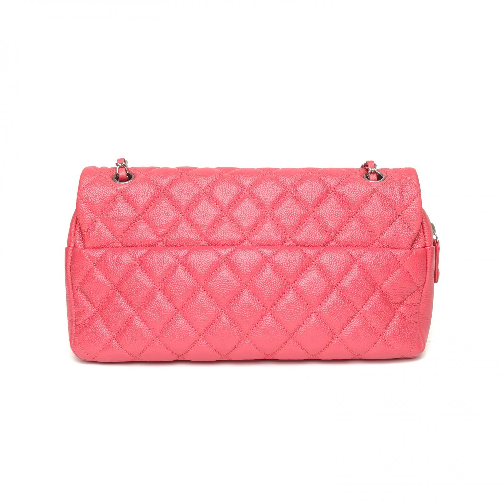 *CHANEL Red 2015 Sliver Hardware Quilted Pattern Seasonal Style with Zipper Camera Bag CF Flap Bag 30cm-Hana Vintage
