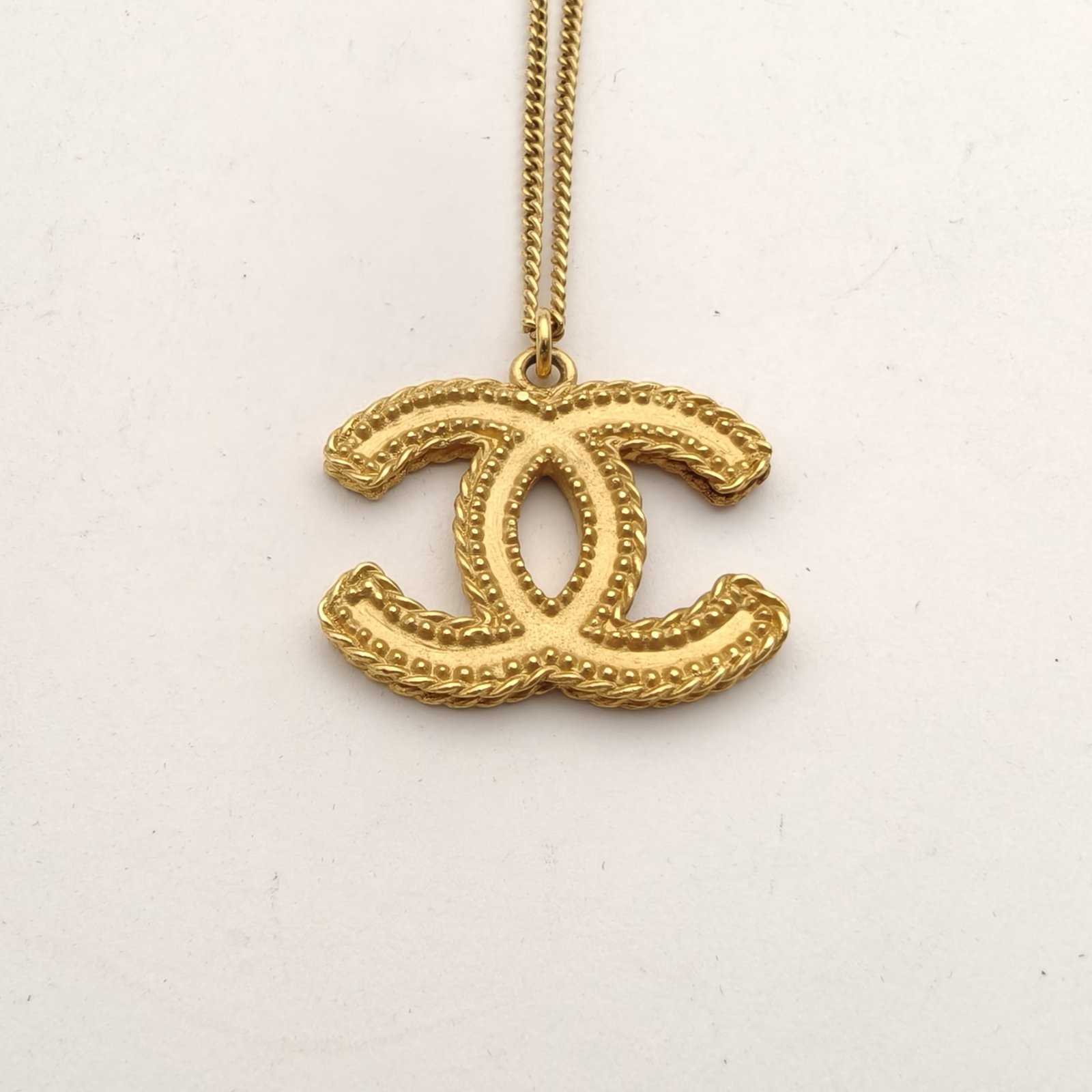 CHANEL Wheat Ear Double C Necklace Alloy