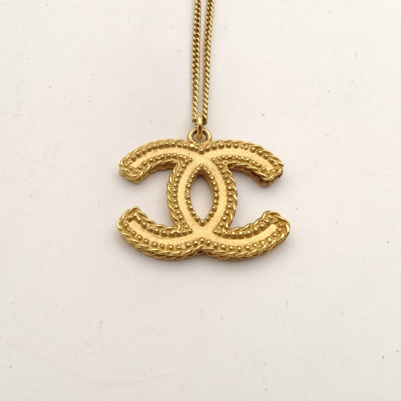 CHANEL Wheat Ear Double C Necklace Alloy