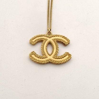 CHANEL Wheat Ear Double C Necklace Alloy