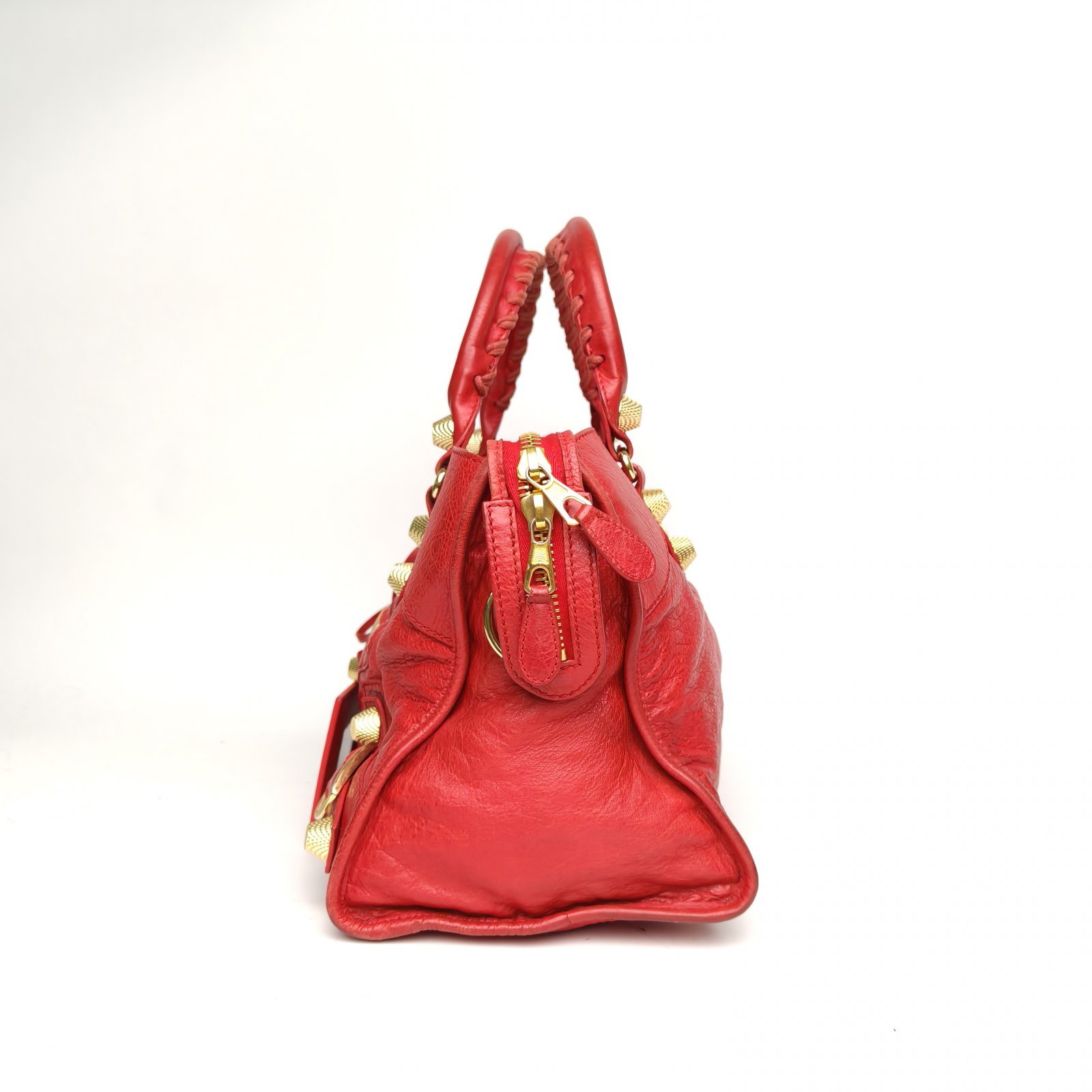 *BALENCIAGA Red Gold Hardware CLASSIC CITY Motorcycle Bag 40cm-Hana Vintage