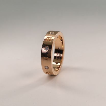 BVLGARI Rose Gold Logo Letter 7 Diamonds Ring 18K 18K Rose Gold,Diamond-Hana Vintage