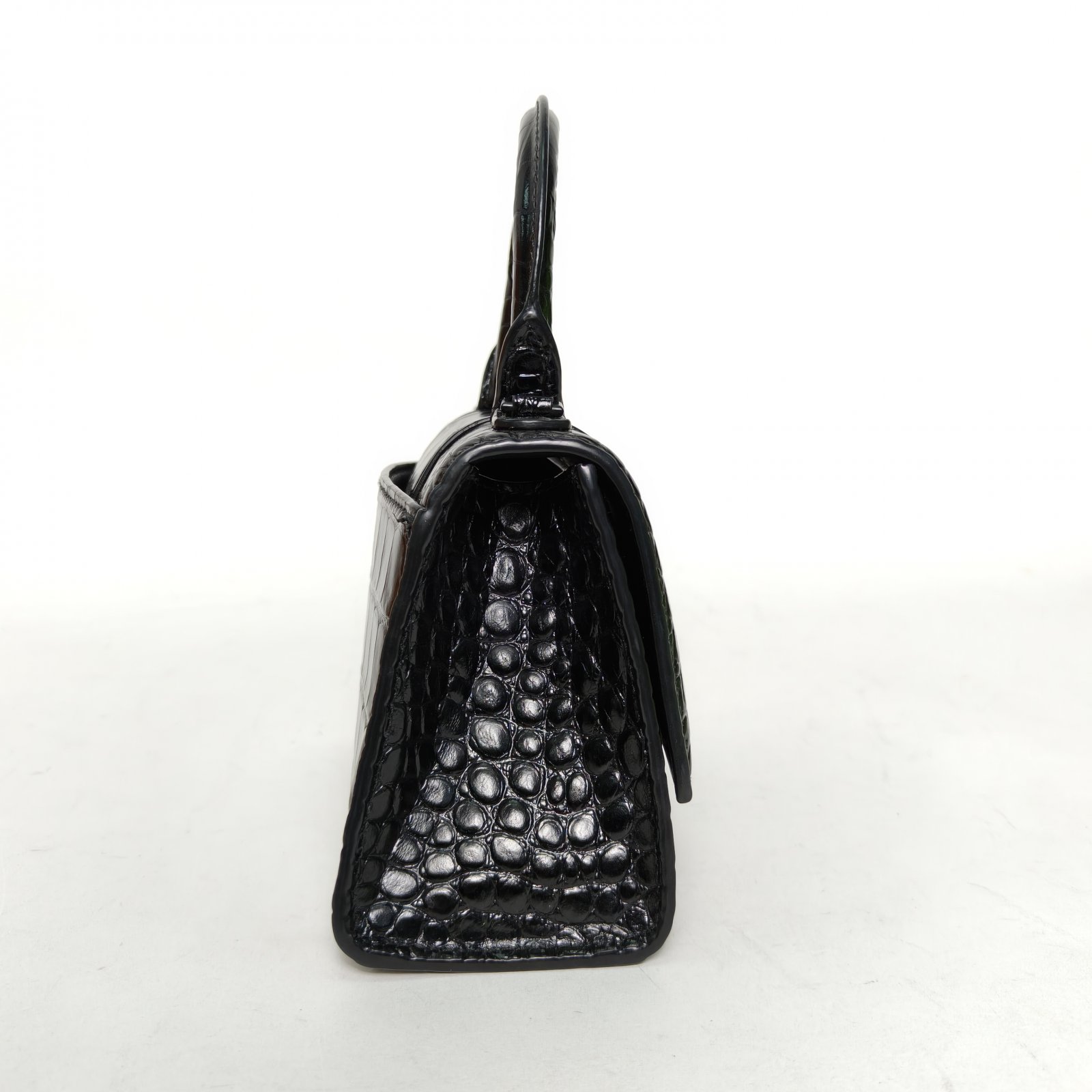 *BALENCIAGA Crocodile Embossed Hourglass Handbag XS size Black Hardware-Hana Vintage